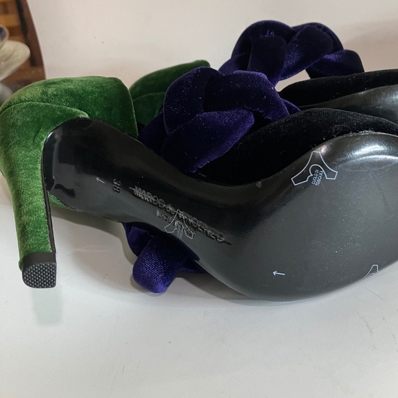 Marco de Vincenzo velvet green black purple heel braided strap hi heel size 38 - Picture 4 of 7